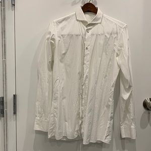 BOTTEGA VENETA Mens White shirt w/ black “trim”